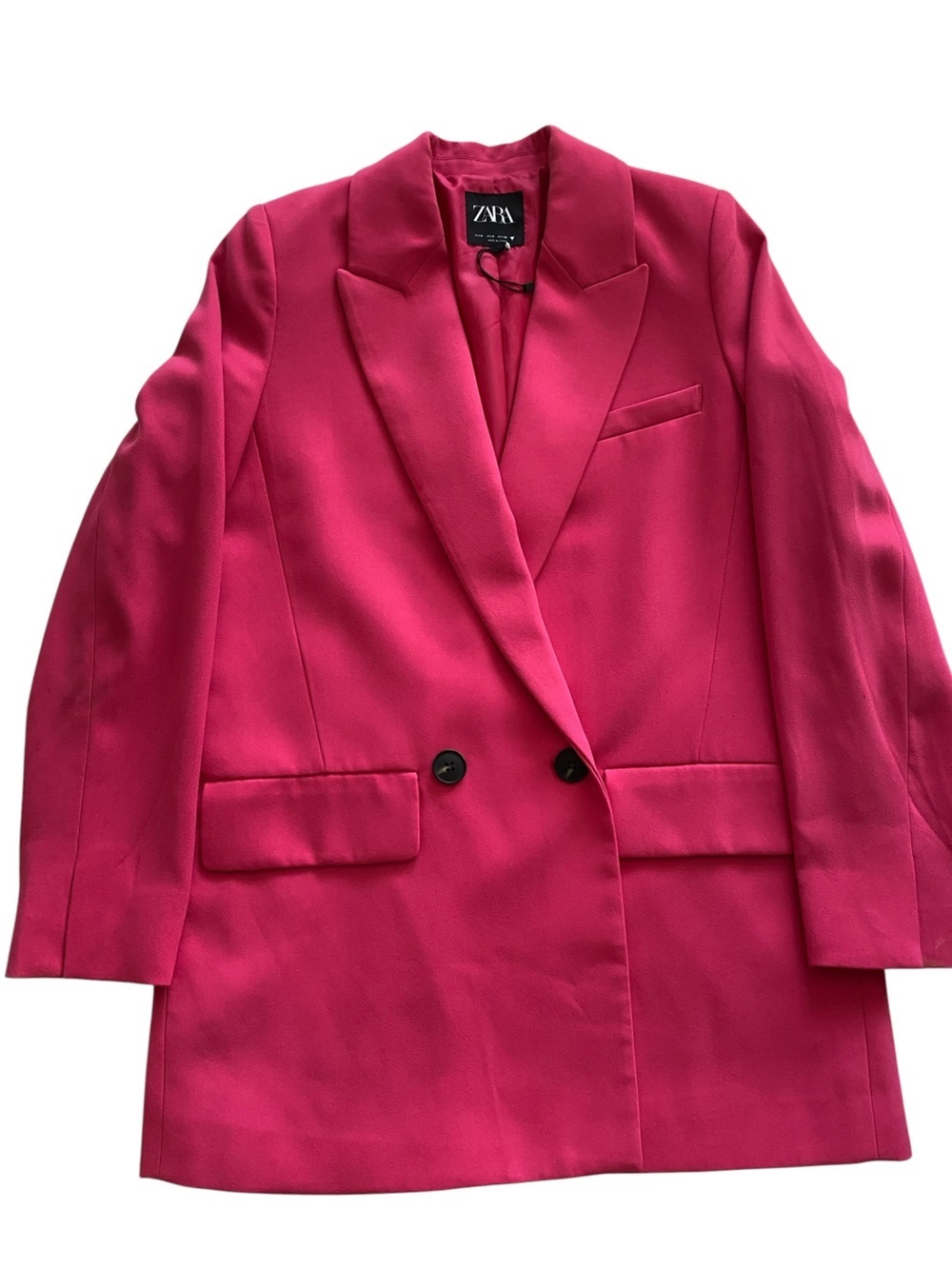Zara Hot Pink Double-Breasted Blazer. Pink Blazer